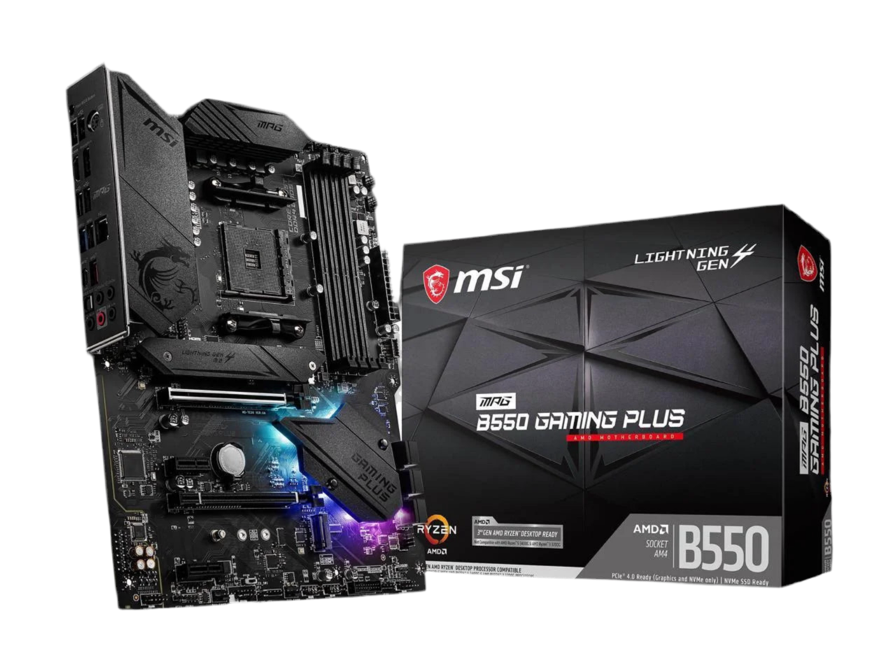 MPG B550 GAMING plus AM4 AMD B550 USB 3.0 ATX AMD Motherboard