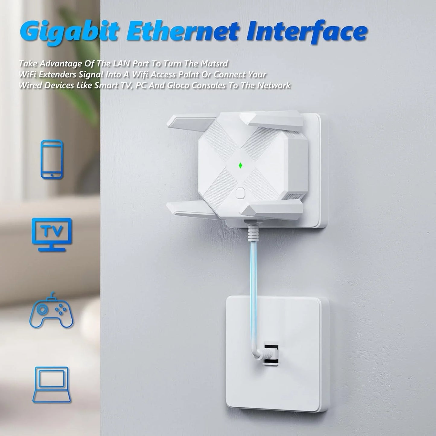 2024 Release Wifi Extender, Wifi Extender Signal Booster for Home Cover up to 10000Sq.Ft & Dual Band 2.4G&5G Advanced Technology, 1200Mbps Wifi Repeater with Ethernet Port up to 45 Devices