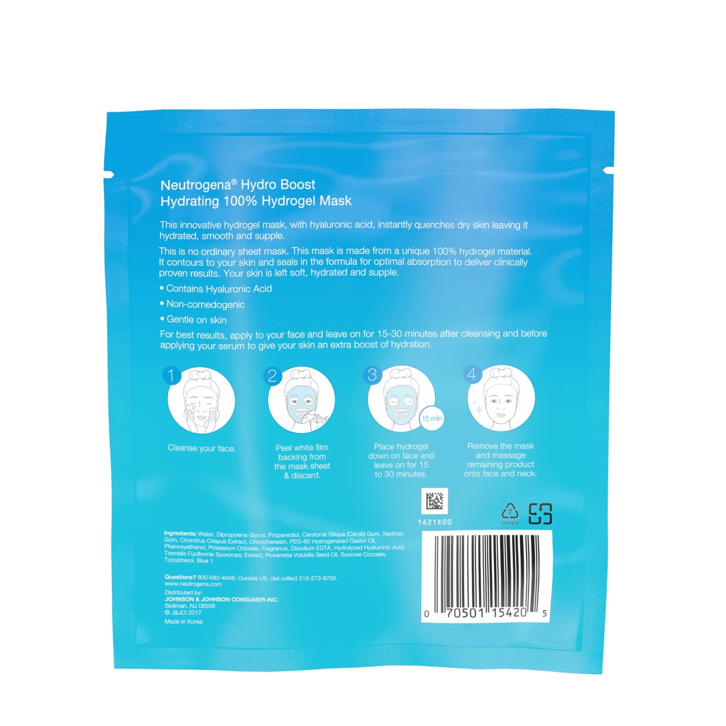 (4 Pack) Moisturizing Hydro Boost Hydrating Face Mask, 1 Oz