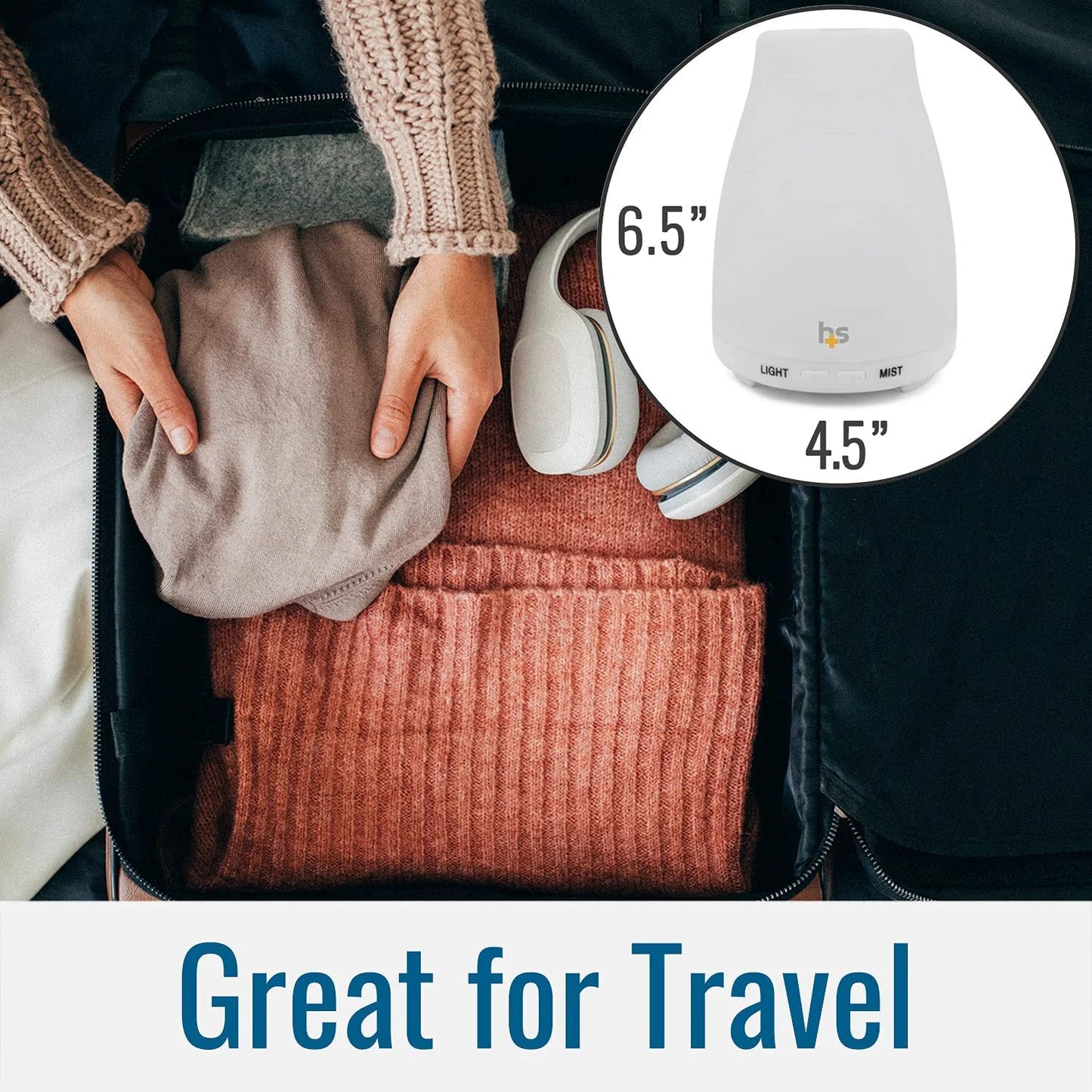 Essential Oil Diffuser, Cool Mist Humidifier and Aromatherapy Diffuser with 150ML Tank Ideal for Small Rooms, Adjustable Timer and Mist Mode, White