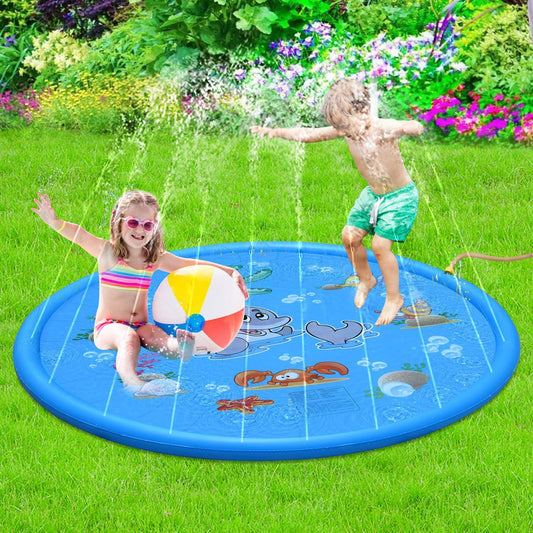 Non-Slip Splash Pad for Kids and Dogs – Outdoor Water Play Mat, Pet Pool, Baby Wading Pool, Summer Backyard Fountain Sprinkler Toy