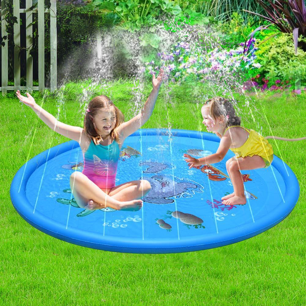 Non-Slip Splash Pad for Kids and Dogs – Outdoor Water Play Mat, Pet Pool, Baby Wading Pool, Summer Backyard Fountain Sprinkler Toy
