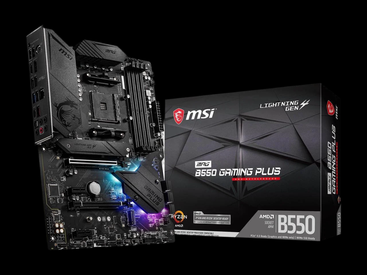 MPG B550 GAMING plus AM4 AMD B550 USB 3.0 ATX AMD Motherboard