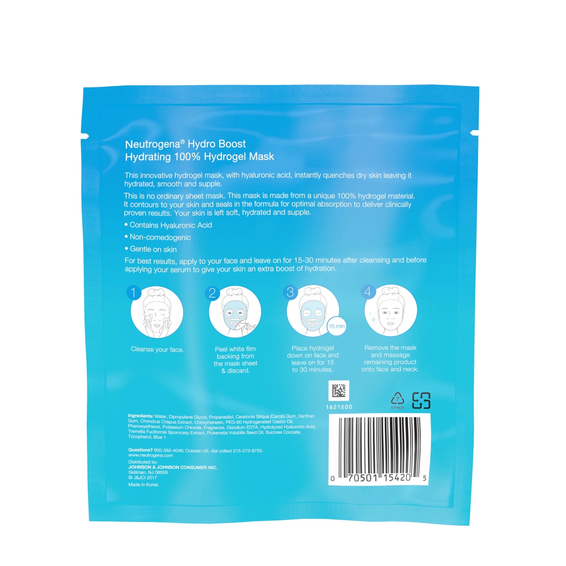 (4 Pack)  Moisturizing Hydro Boost Hydrating Face Mask, 1 Oz